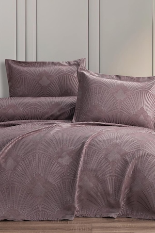 Firdevs 3 Parça Çift Kişilik Pike Takımı 240x260 Pudra Pudra