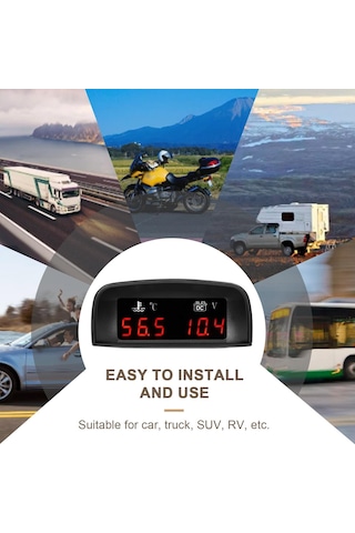 2 İn 1 Universal Araç Dijital Göstergesi Su Sıcaklığı Gerilim Ölçer Voltmetre 936v 18npt İle