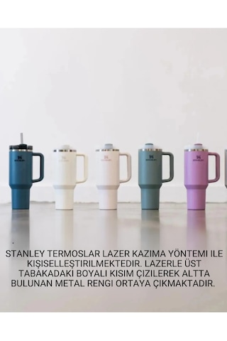 Stanley Kişiselleştirilebilir Quencher Pipetli Paslanmaz Çelik Vakum Yalıtımlı Termos Bardak 1.18 L Özel İsimli Yeşil