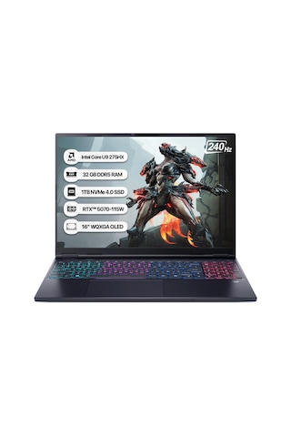 Acer Predator Helios Neo 16S NH.QZFEY.002-32 Ultra 9 275HX 32 GB 1 TB SSD RTX5070 16" Free Dos Dizüstü Bilgisayar