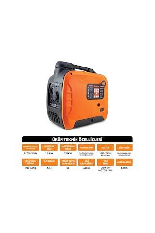 Dawreek Gs0012 2kw İnverter Benzinli Jeneratör Sessiz, Taşınabilir Güç Kaynağı