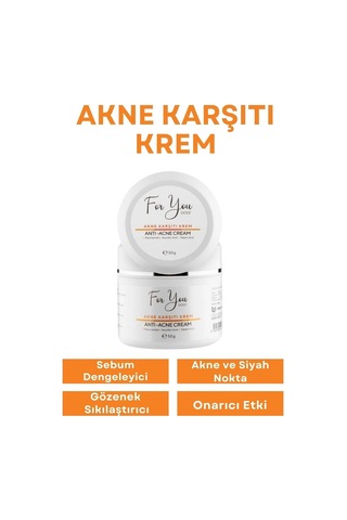 Akne Karşıtı Krem, Akneye Yönelik Ciltler Için Ve Su Bazlı Sebum Dengeleyici Bakım Kremi 50gr