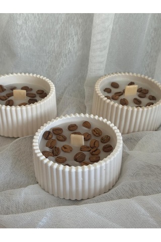 Kahve Taneli Ahşap Fitilli Mum