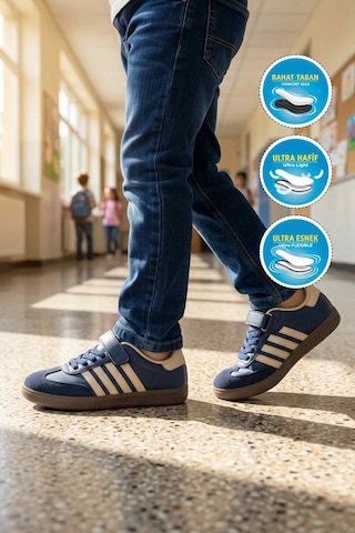 Lafonten 753 F Lacivert-bej Cırtlı Erkek Çocuk Spor Ayakkabı