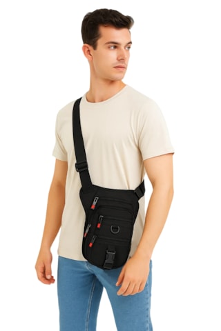 Bel Ve Bacak Çantası Özel Bölmeli Tactical Siyah Kumaş