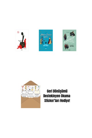 Siyah Lale + Monte Cristo Kontu + Üç Silahşörler Yirmi Yıl Sonra Ciltli + Okuma Sticker'ları