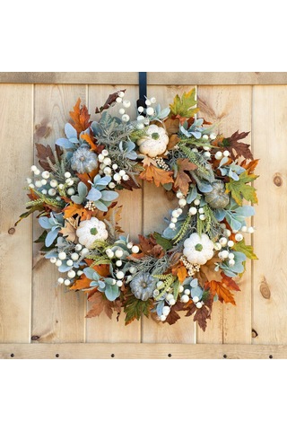 Gajeena 45cm Plastik Kürbaga Ve Akçaağaç Yapraklı Süs Yünüsü - Ev, Kapı, Duvar Dekorasyonu - Sonbahar, Teşekkür Günü, Bayramlar İçin Çok Renkli