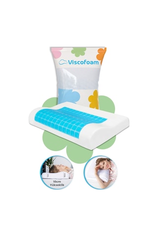 Viscofoam Terletmeyen Boyun Destekli Ortopedik Yastık Jelli Visco Yastık - 57x37x10-7cm