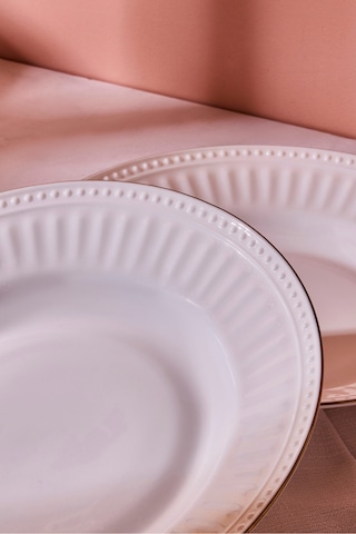 Roma Opal Yemek Tabağı 20 Cm Beyaz Beyaz