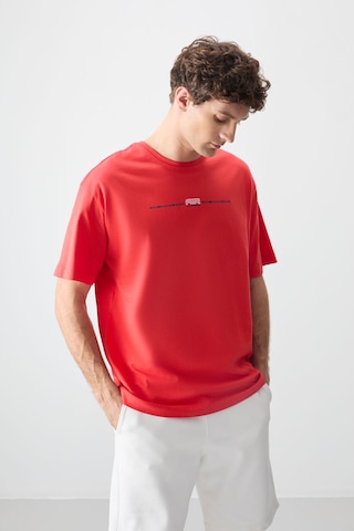 Air Jones Tommy Life Fiesta %100 Pamuk Kalın Yumuşak Dokulu Oversize Fit Baskılı Erkek T-shirt - 88357 Kirmizi