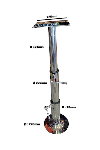Masa Ve Koltuk Ayağı 3 Kademeli Krom 33-78cm Tekne, Yat Ve Karavan