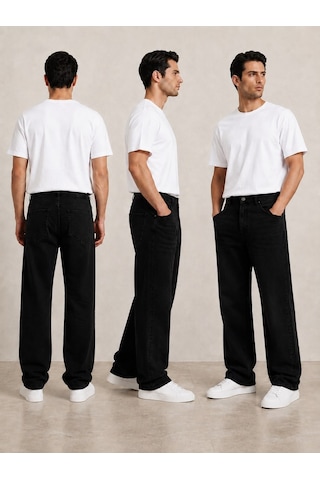 Denys Dennys Baggy Straıght Kot Pantolon Siyah
