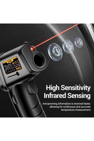 Moveevo Aneng Th201 El Tipi Dijital Enstrüman: -50 C 400 C Isı Ölçer, Enstrümantal Kullanım, Batarya Dahil Değil