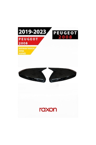 Peugeot 2008 2019 2023 Batman & Yarasa Ayna Kapağı Parlak Piano Black Sport
