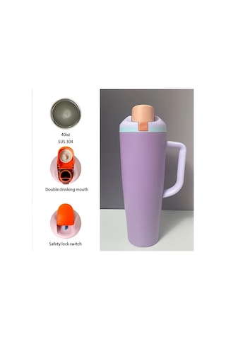 Brightnova Orange,40oz 1200ml Vakum Yalıtımlı Kulplu Termos - Sıcak Soğuk Dayanıklı Çift Cidarlı Matara, Kaymaz Tutma Yeri, Sızdırmaz Kapak - Seyahat Ofis Kamping İçin - Çok Renk Seçeneği 07 Beyaz