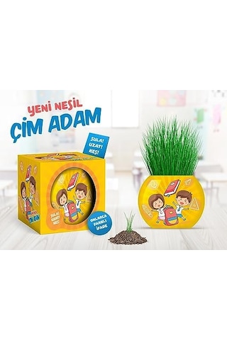 Yuup Okul Temalı Çim Adam 6'lı Set Çocuklar İçin Eğitici Ve Eğlenceli Bitki Yetiştirme Kiti