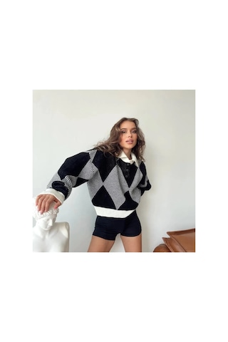 Samin Kadın Oversize Kazak Siyah - 651873567 Siyah