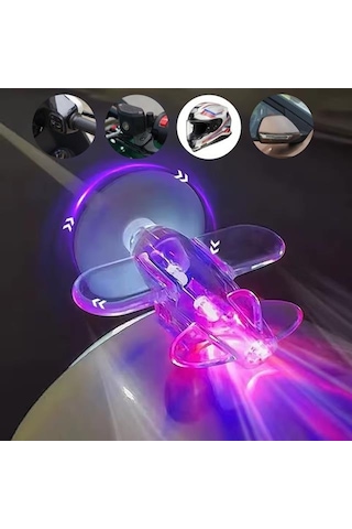 Sunup Sn-26786 Led Işıklı Motosiklet Süs Uçağı Pilsiz Çalışan, Kırmızı-mavi Işık Efektli