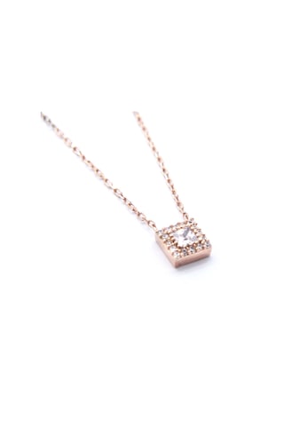 Ferizz Rose Zirkon Baget Taşlı Gümüş Kolye Gk-332