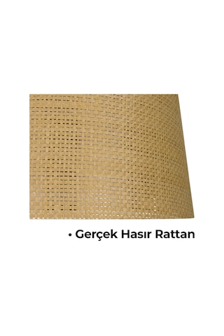 Doğal Rattan Hasır Ahşap Lambader Ahşap