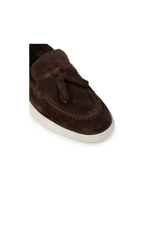 Deery Kadın Hakiki Süet Kahverengi Püsküllü Loafer - 02040zkhvc01