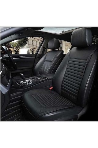 Novahub Yüksek Kalite Siyah Pu Deri Araba Koltuk Minderi Takım, İnce Bel Arkalığı, Kolay Kurulum, Telefon Cep, Çoğu Araba İçin Uygun