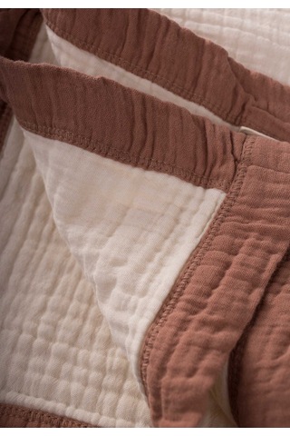 Cigit Kalın Biyeli Çift Kat Ham Battaniye 85x90 Cm Kahverengi Krem