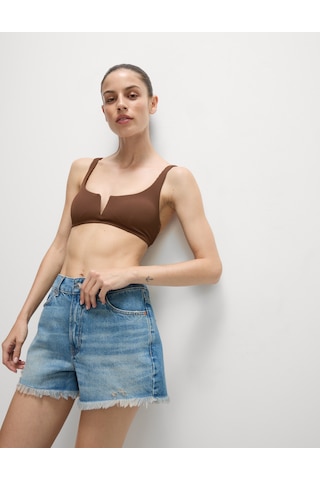 Marks & Spencer Fitilli V Yaka Bikini Üstü T52000004H Kahverengi