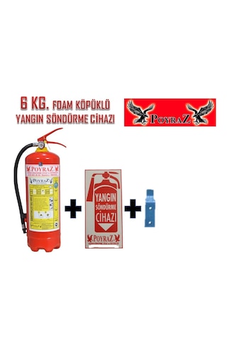 Köpüklü 2023 Dolum 2027 Tekrar Dolum Yangın Tüpü Söndürücü 6 KG