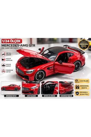 Mercedes-amg Gtr 1/24 Ölçek Die-cast Metal Model Araba Açılır Kapı & Kaput Detaylı Koleksiyonluk