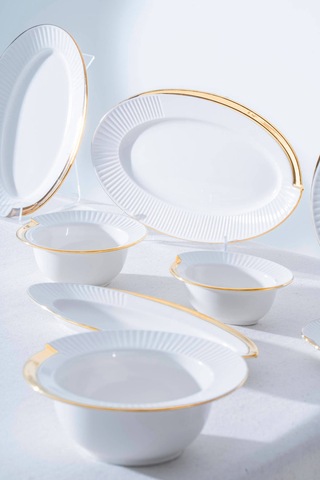 Acar Corine Gold 37 Parça Kahvaltı Takımı Por-07109 Beyaz
