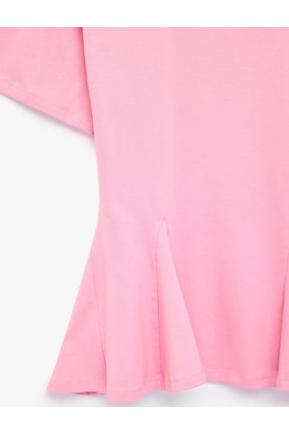 Koton Pamuklu Slim Fit Kısa Kollu Bisiklet Yaka Peplum Basic Tişört Pembe 6sak50209ek Gül