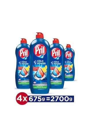 Pril Elde Yıkama Sıvı Bulaşık Deterjanı 4 X 675G Limon 5+ Etki, Kendinden Yağ Çözme Etkisi