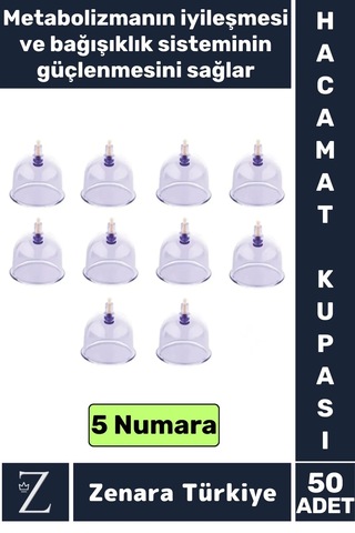 Yüksek Kaliteli Vakumlu Hacamat Kupası 5 Numara 50 Adet