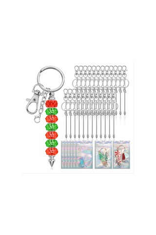 Gatherco 25 Parça Boncuklu Anahtarlık Bar Seti, Kendin Yap İçin Yeniden Kapatılabilir Hediye Çantasıyla Birlikte Gümüş Boncuklu Anahtarlık, Kolye Anahtarlık Yapımı İçin