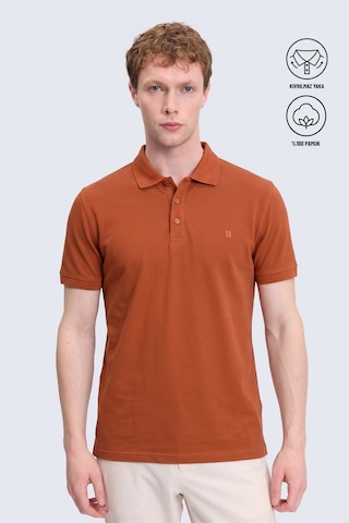 Hatemoğlu Turuncu Regular Fit Polo Yaka 100% Pamuk Tişört Turuncu - Beyaz