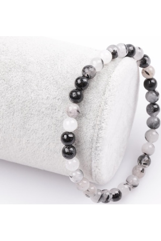 Alibaba Doğaltaş Rutil Kuvars Doğal Taş 6 MM Küre Kesim Bileklik Çok Renkli