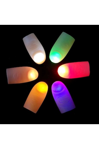 Led Işıklı Renkli Sihirli Parmak Işıklı Parmak Şaka Parmak 1 Adet Çok Renkli