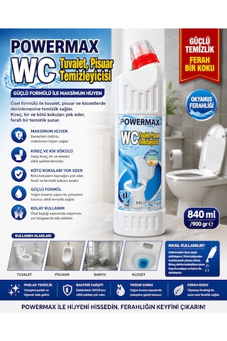 Powermax Wc Tuvalet Temizleyici 840 Ml X3 Set Klozet Ve Wc Temizlik Ürünü