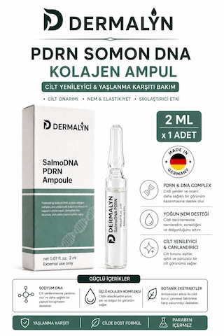 Dermalyn 1 Adet Pdrn Somon Dna Kolajen İçeren Cildi Gençleştirmeye Yardımcı Ampul Serum Dermaroller Dermapen