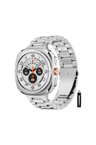 Samsung Galaxy Watch 7 Ultra 47mm Uyumlu Paslanmaz Çelik Akıllı Saat Kordonu Metal Toka
