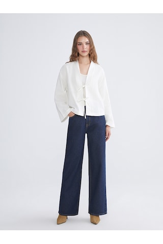 Lcw Modest Ekru V Yaka Oversize Müslin Kadın Kimono