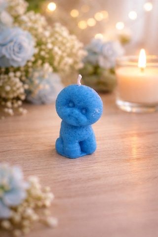 Shıne Candles- Dekoratif Köpek Mum Sevimli Tasarım- Mavi Mavi