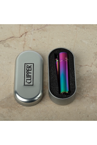 Orjinal Clipper Kutulu İsme Özel Ayarlanabilir Gazlı Çakmak mor