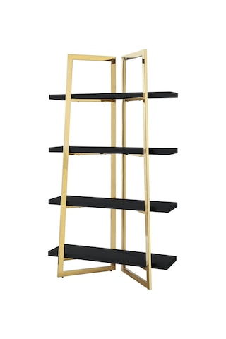 Nysa Gold Metal Siyah Kitaplık & Raf