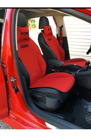 Ford Nakışlı Ön İkili Oto Koltuk Minderi 2 Adet Boyun Yastığı 2 A