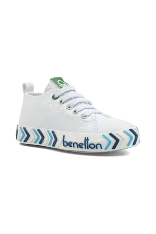 United Colors Of Benetton Benetton Lastikli Çocuk Keten Ayakkabı Beyaz Mavi Bn30641 Beyaz - Mavi