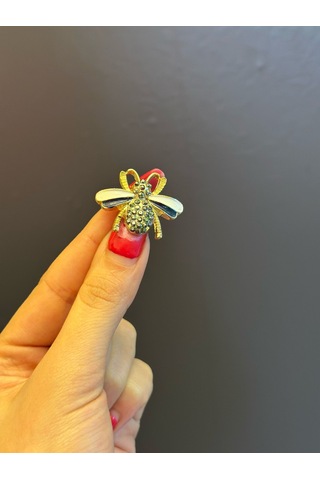 Mavi Beyaz Kanatlı Arı Broş Yaka İğnesi Giyim Aksesuarı 4 x 2 CM Renkli
