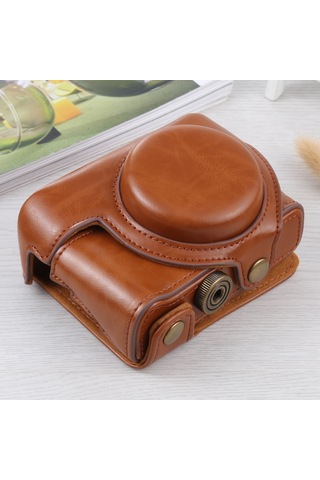 Sony Zv-1 İçin Tam Vücut Kamera Pu Deri Kılıf Çantası Kahverengi Diğer