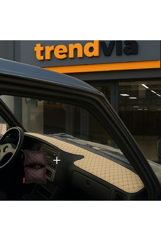 Tofaş Şahin Doğan Kartal Yüksek Ön Göğüs Bej-siyah Torpido Kılıfı / Siyah-kırmızı Boyun Yastığı